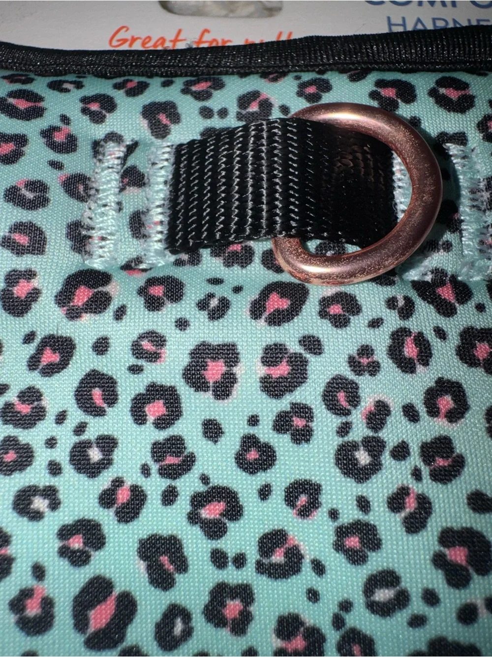 Top Paw Leopard Print Dog Harness with Rose Gold D-Ring
